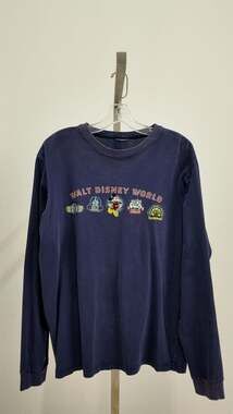 Vintage Walt Disney World Mickey Mouse 4-Parks Long Sleeve Shirt - Navy Blue